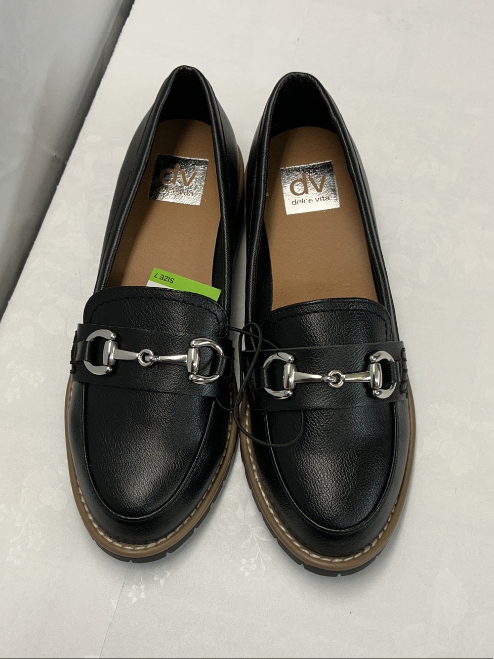 DV by Dolce Vita Black Leather Bit-Accent Loafers
